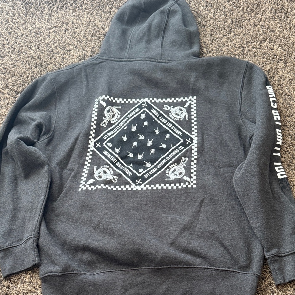Off Road Vixens Graphic Pullover Hoodie with Bandana Back Print